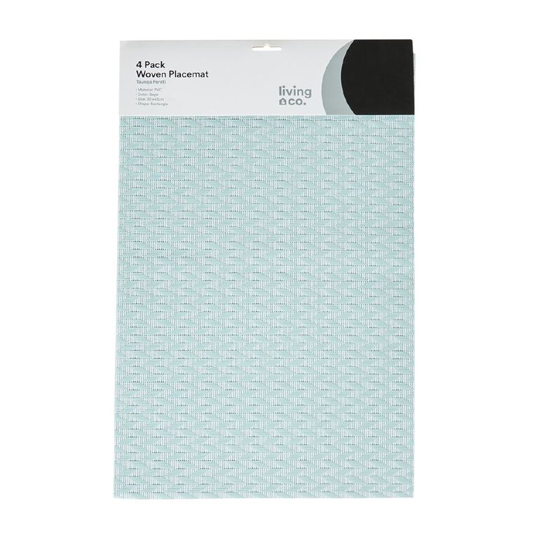 Living & Co Rectangle Woven Placemat Sage 4 Pack, , hi-res