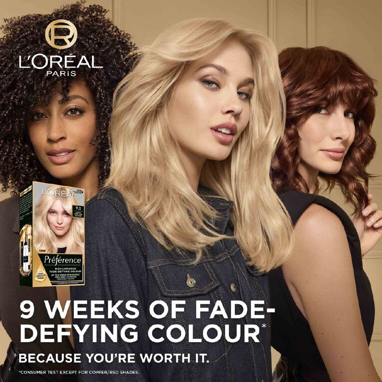 L'Oreal Paris Preference Hair Colour Light Ash Blonde 9.1, , hi-res