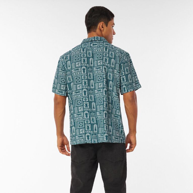 Garage Men's Short Sleeve Viscose Shirt, Green Dark, hi-res
