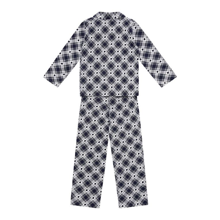 H&H Girls' Flannelette Button Up Pyjama Set, Blue Dark, hi-res