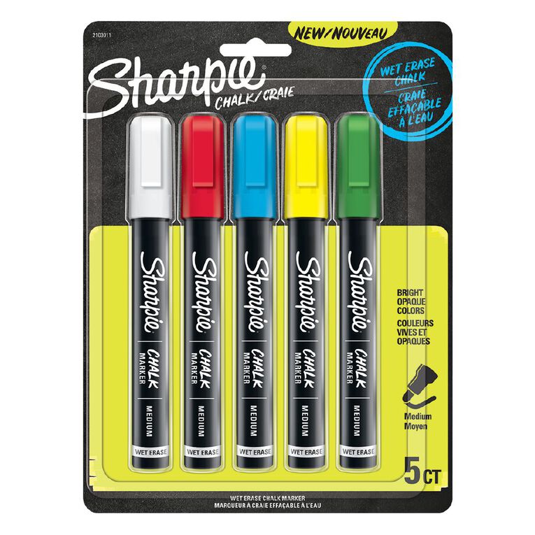 Sharpie Wet Erase Marker Medium Tip Assorted 5 Pack, , hi-res