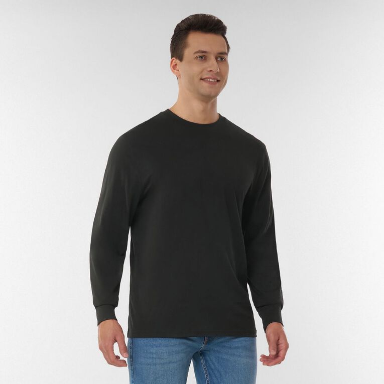 H&H Men's Long Sleeve Crew, Black, hi-res