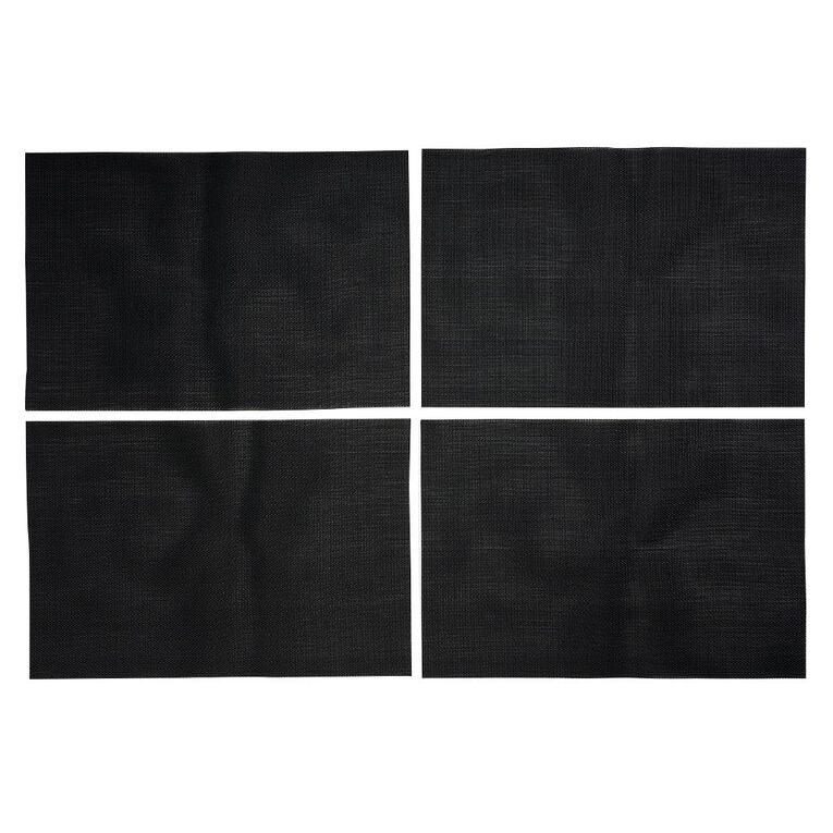 Living & Co Woven Placemat Black 30cm x 40cm Black 4 Pack, , hi-res
