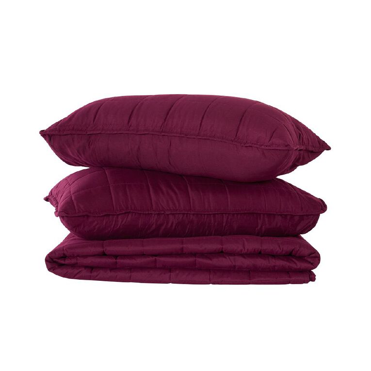 Living & Co Microfibre 3 Piece Comforter Set Purple Mid Queen, , hi-res