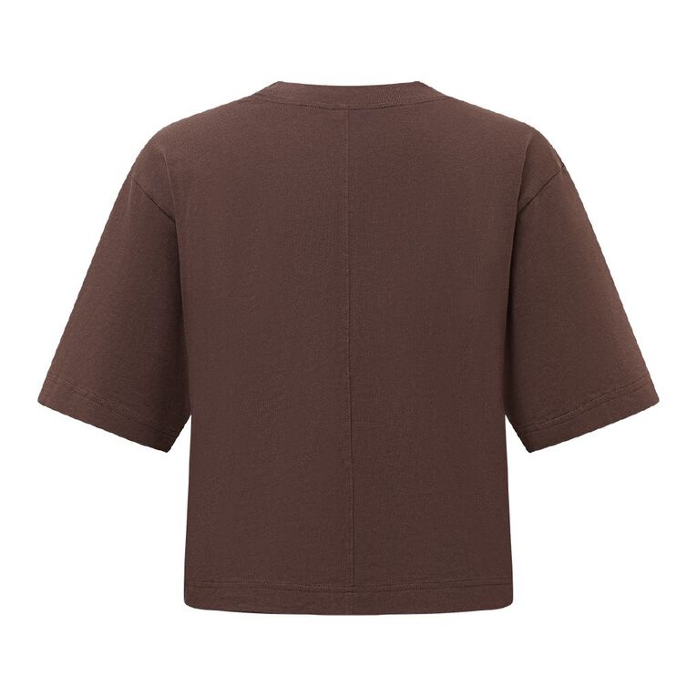 H&H Women's Short Sleeve Smart Tee, Brown Dark, hi-res