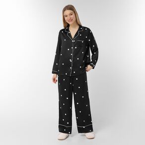 H&H Women's Satin Button Up Pyjama Set