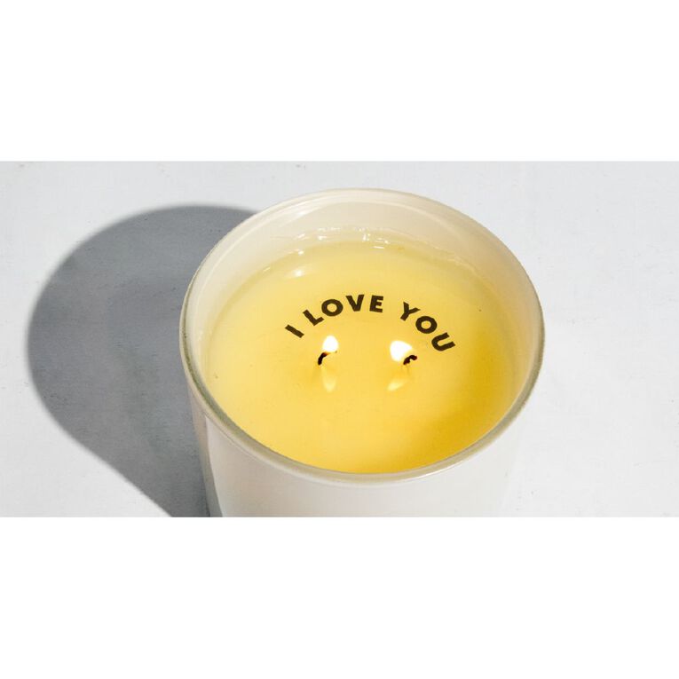 Living & Co Hidden Message Candle Passionfruit & Nectarine Yellow 250g, , hi-res