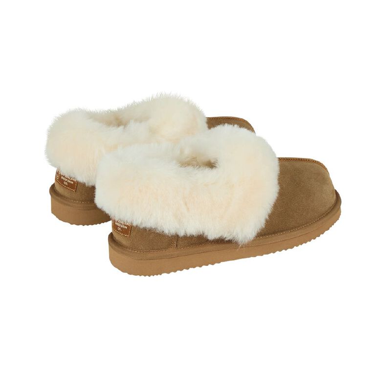NEW ZEALAND SHEEPSKIN CO. Women's Sheepskin Lined Slipper Shoes, Brown Light, hi-res