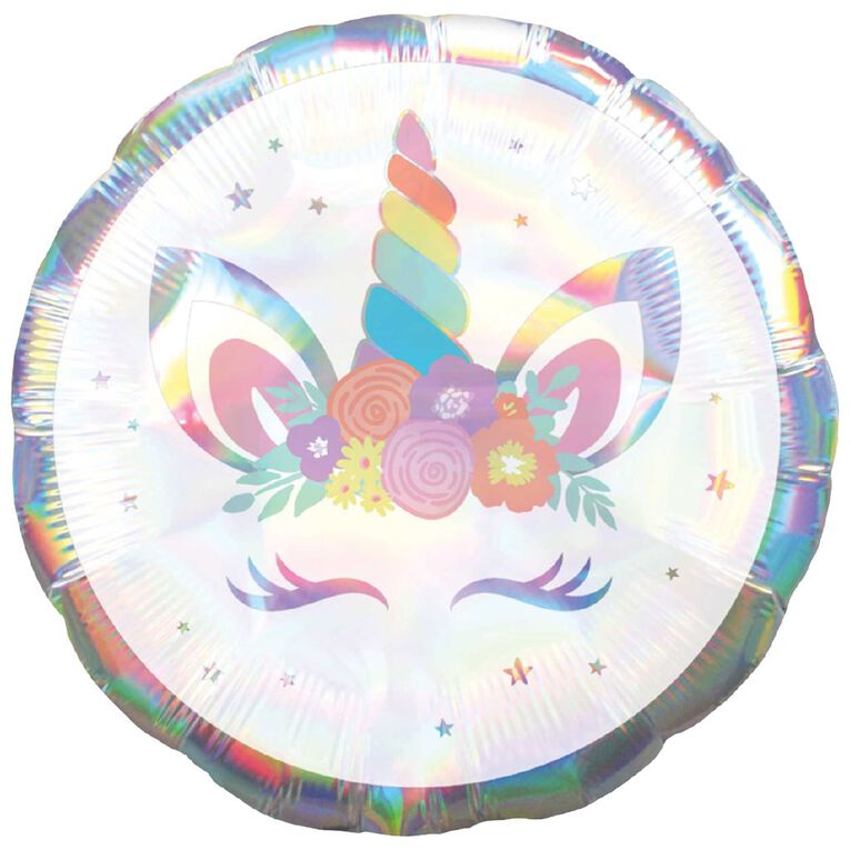 Anagram 45cm Standard Holographic Unicorn Party, , hi-res