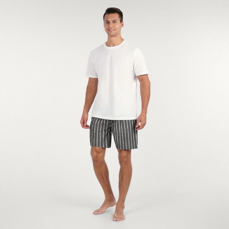 H&H Men's Woven Pyjama Shorts, Black, hi-res