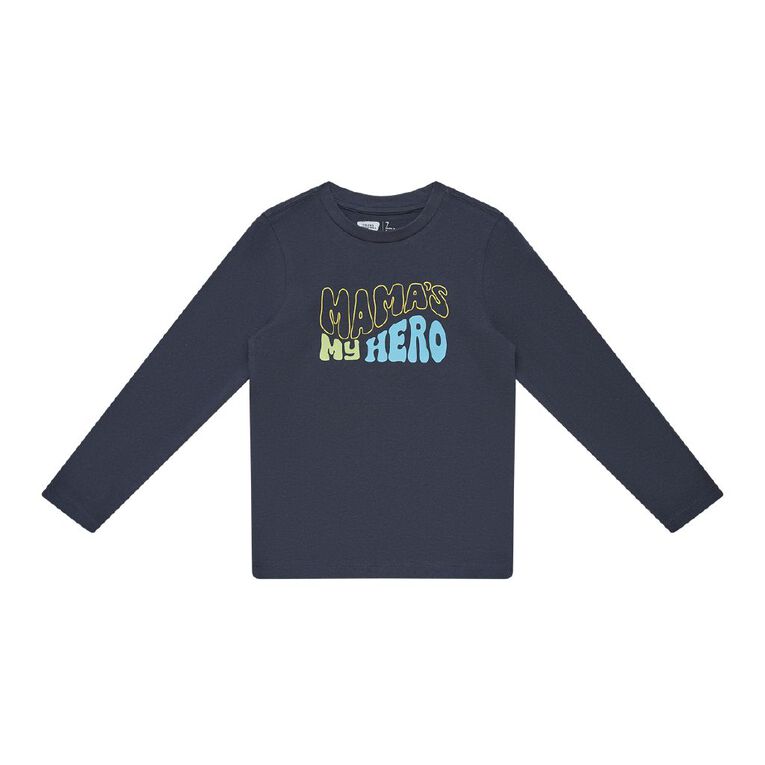 Young Original Print Long Sleeve Tee, Grey Dark HERO, hi-res