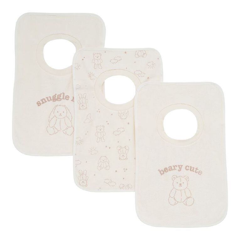 Young Original Babies' Pull Over Bibs 3 Pack, Cream, hi-res