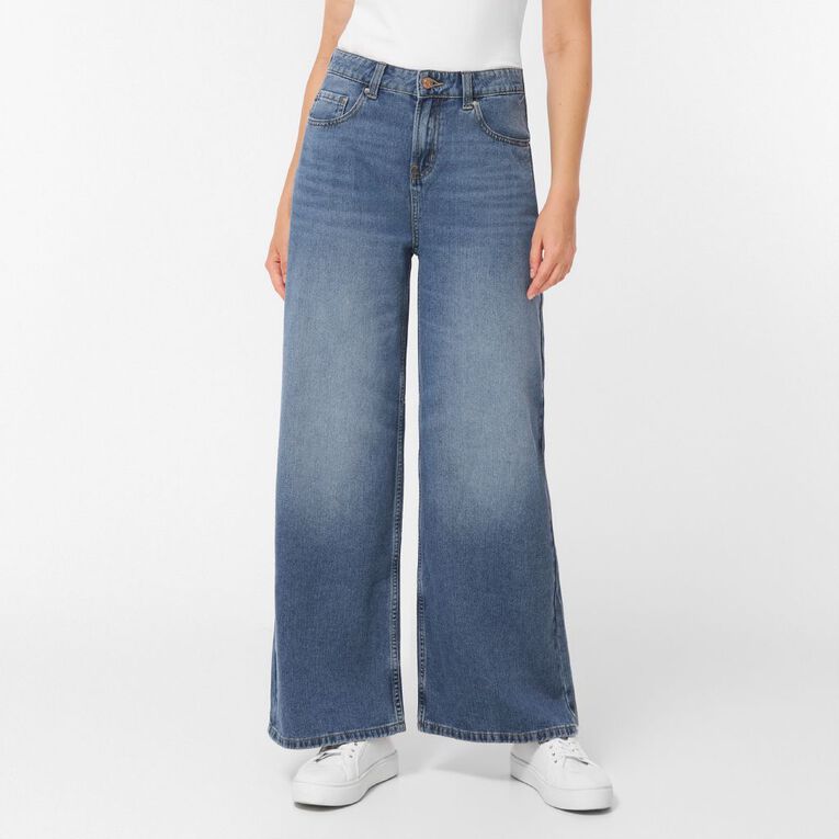H&H Women's Mid Rise Baggy Jeans, Denim Mid, hi-res
