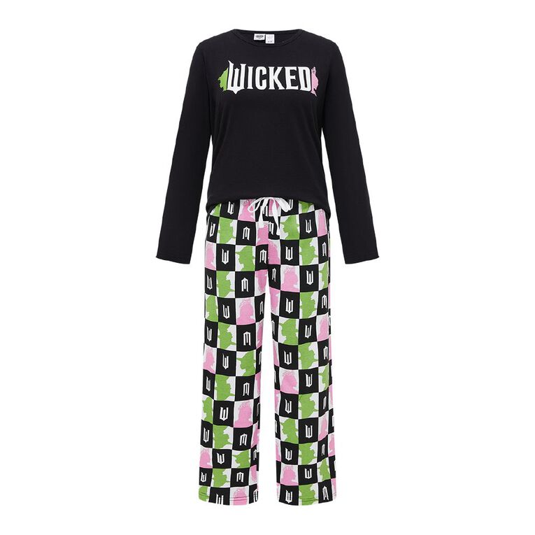 Universal Women's Knit Pyjamas Set, Black, hi-res