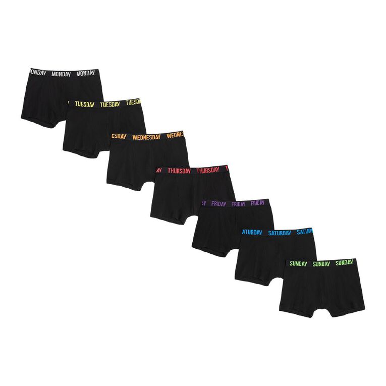 H&H Men's Trunks 7 Pack, Black WEEKDAYS, hi-res