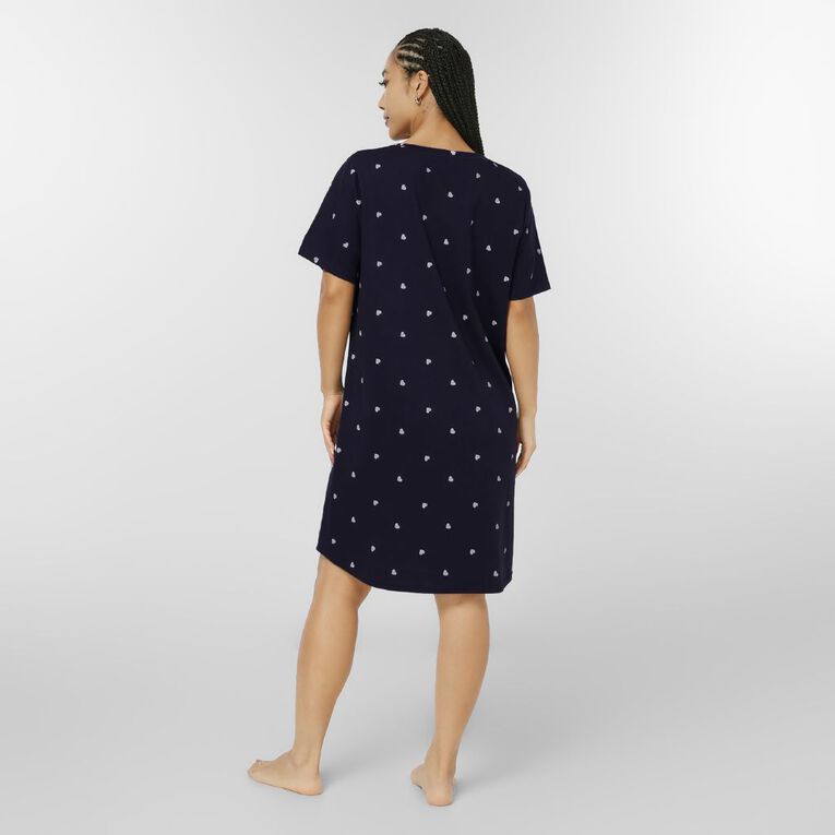 H&H Women's V Neck T-Shirt Nightie, Blue Dark, hi-res