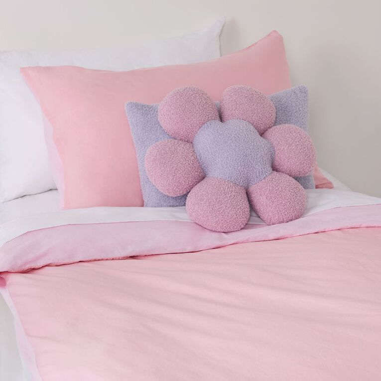 Living & Co Kids Duvet Covet Set Washed Cotton Pink Single, , hi-res
