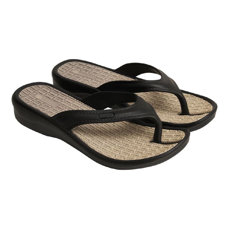 H&H Women's Sporty Jandals, Black, hi-res