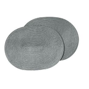 Living & Co Woven Placemat Oval Sand Charcoal/Grey