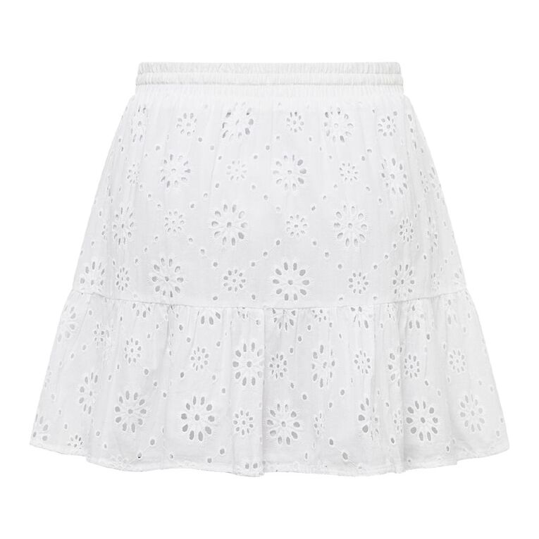 H&H Women's Broidery Tiered Mini Skirt, White, hi-res