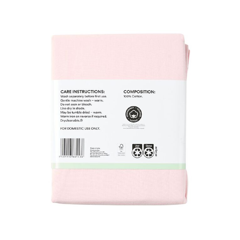 Living & Co 100% Washed Cotton Sheet Set Pink Queen, , hi-res