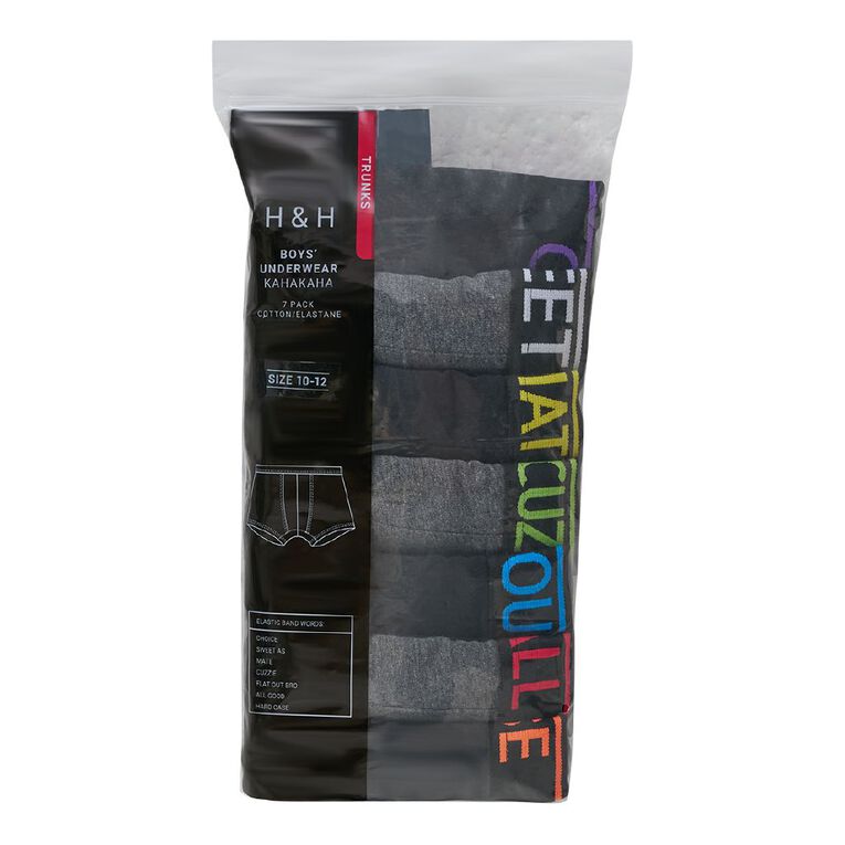 H&H Boys' Trunks 7 Pack, Grey Mid, hi-res