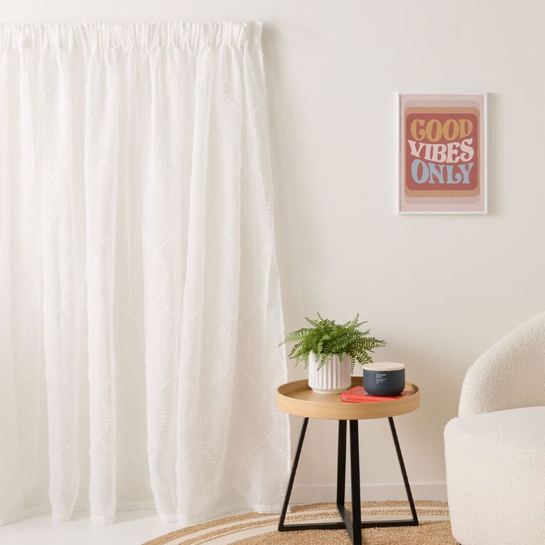 Living & Co Indie Voile White 90-180cm Wide/160cm Drop, , hi-res