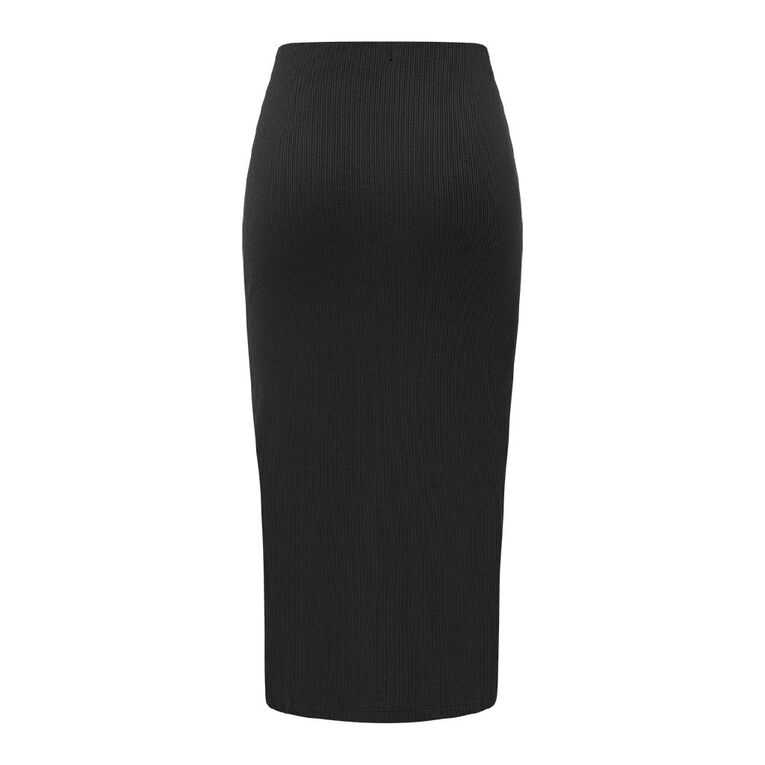 H&H Women's Rib Midi Skirt, Black, hi-res