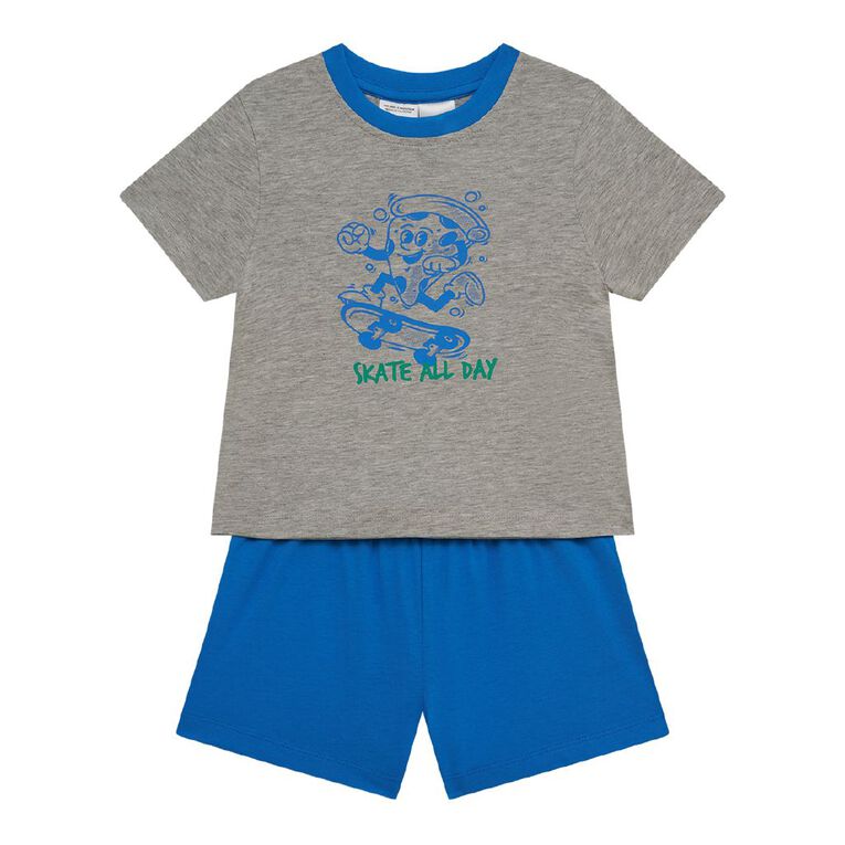 H&H Boys' Tee and Shorts Pyjama Set, Blue Mid, hi-res