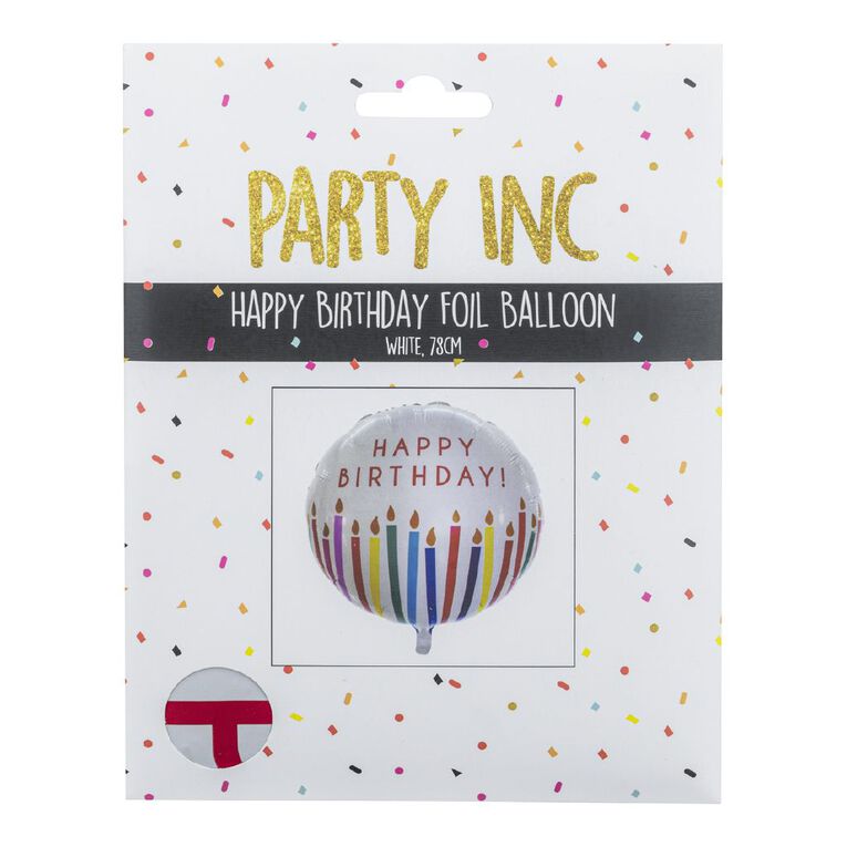 Party Inc Happy Birthday Foil Balloon White 78cm, , hi-res