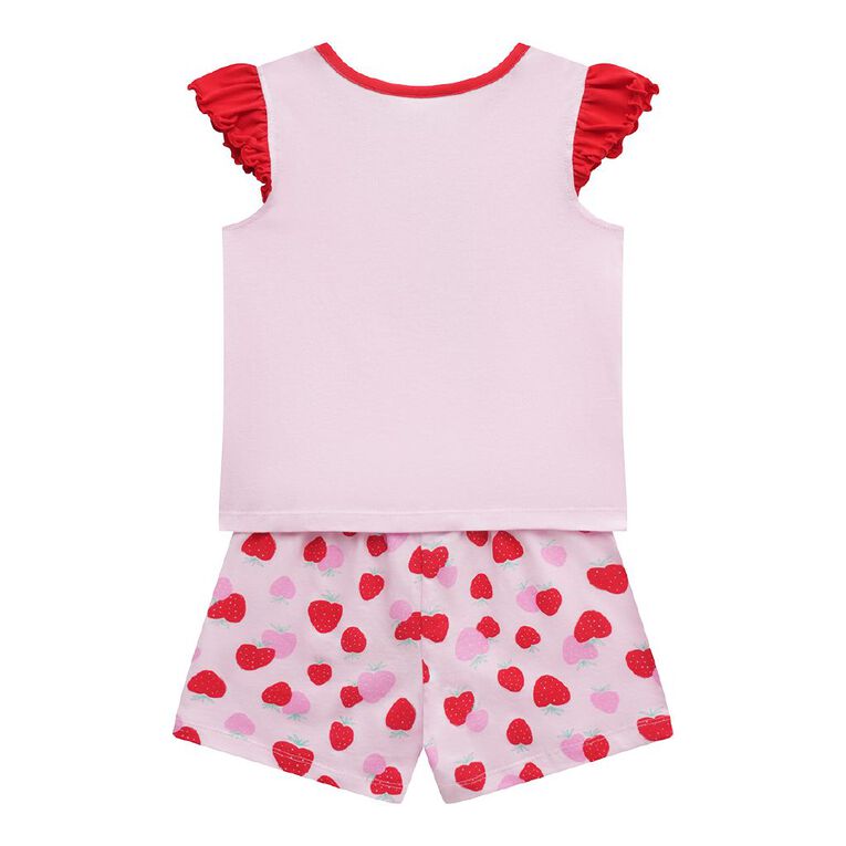 H&H Girls' Frill Top and Shorts Pyjama Set, Pink Light, hi-res
