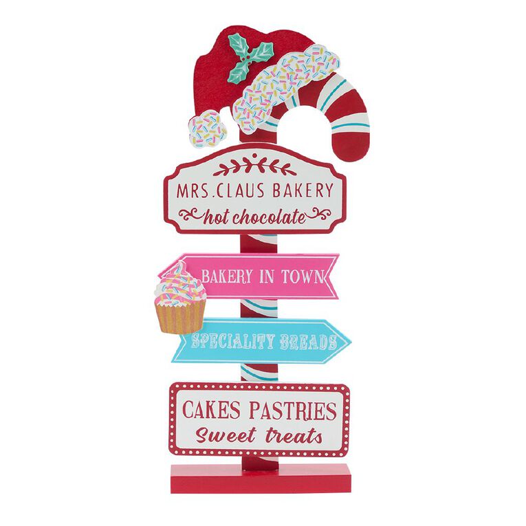 Wonderland Novelty Mrs. Claus Bakery Sign Decoration 30cm, , hi-res