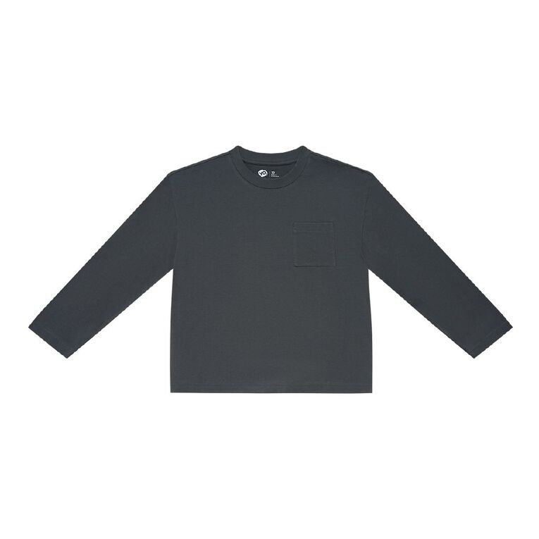 Young Original Long Sleeve Pocket Tee, Grey Dark, hi-res