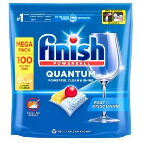 Finish Quantum All In One Dishwasher Tablets Lemon Sparkle 100 Pack