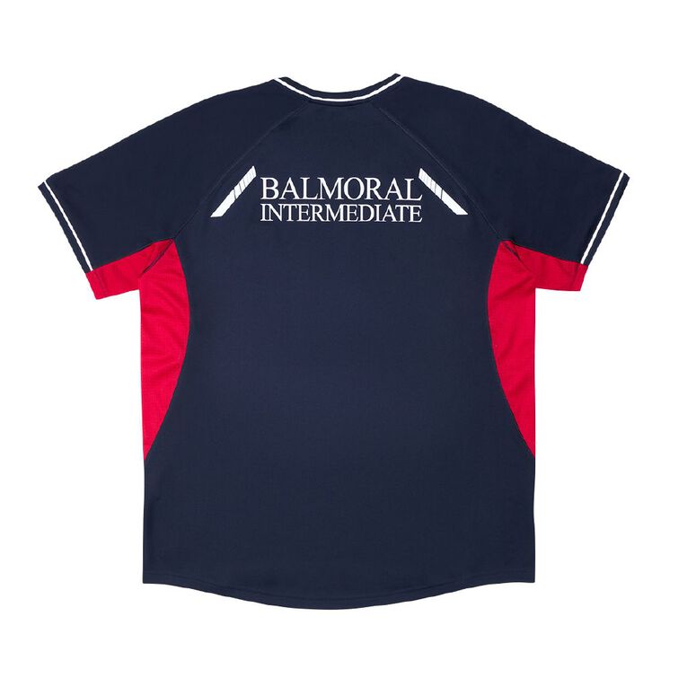 Schooltex Balmoral Intermediate PE Tee with Embroidery, Navy/Red, hi-res
