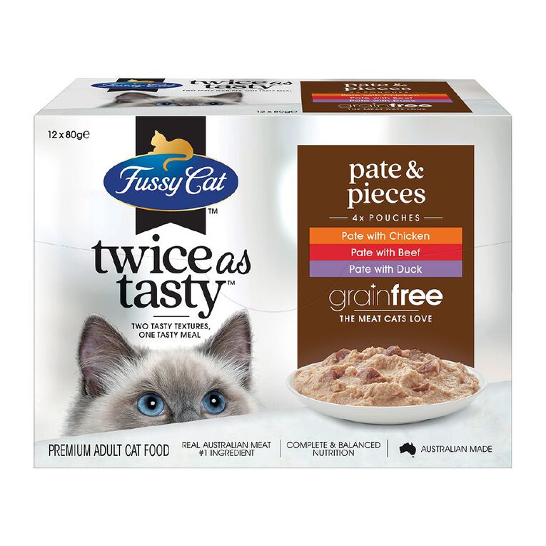 Fussy Cat Twice as Tasty Pate & Pieces 12x80g, , hi-res