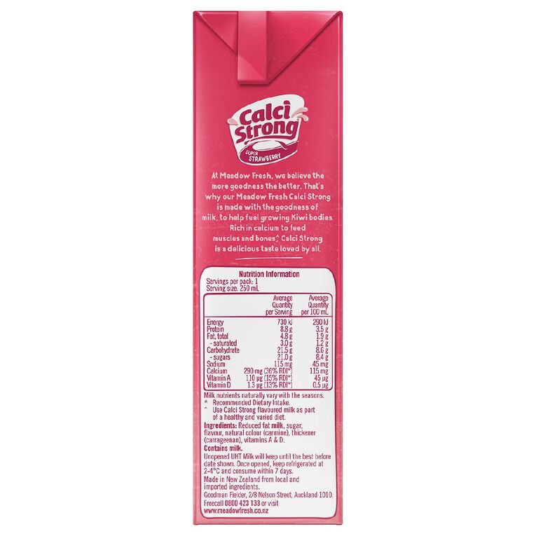Meadow Fresh Calci Strong UHT Strawberry 250ml, , hi-res