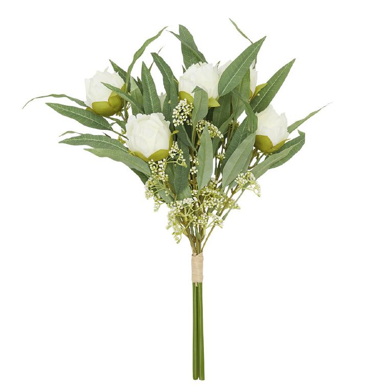 Living & Co Artificial Peony Bouquet - Ivory, , hi-res