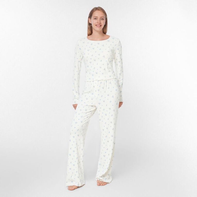 H&H Women's Pointelle Pyjama Pants, Cream, hi-res