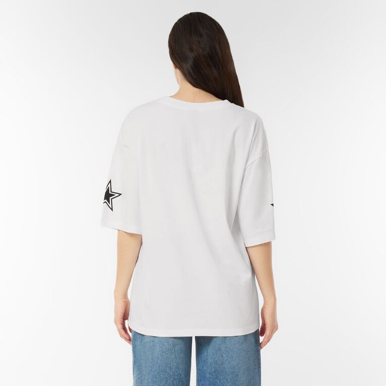H&H Women's Short Sleeve Slouchy Sports Tee, White, hi-res