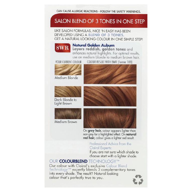 Clairol Nice N Easy Permanent Hair Colour Golden Auburn 8WR, , hi-res