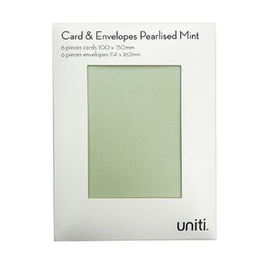 Uniti Cards & Envelopes Pearlised 6 Pack Mint