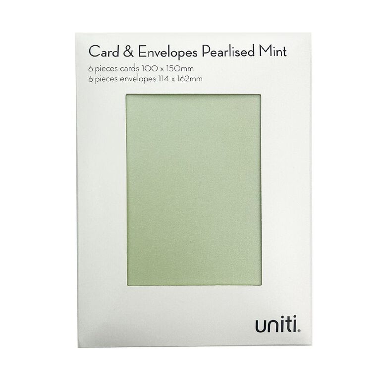 Uniti Cards & Envelopes Pearlised 6 Pack Mint, , hi-res
