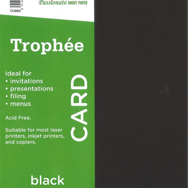 Trophee Card 160gsm Black A4 100 Pack, , hi-res