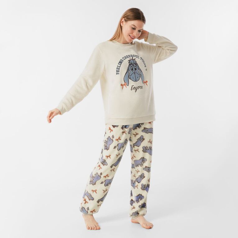 Eeyore Women's Coral Fleece Pyjama Set, White, hi-res