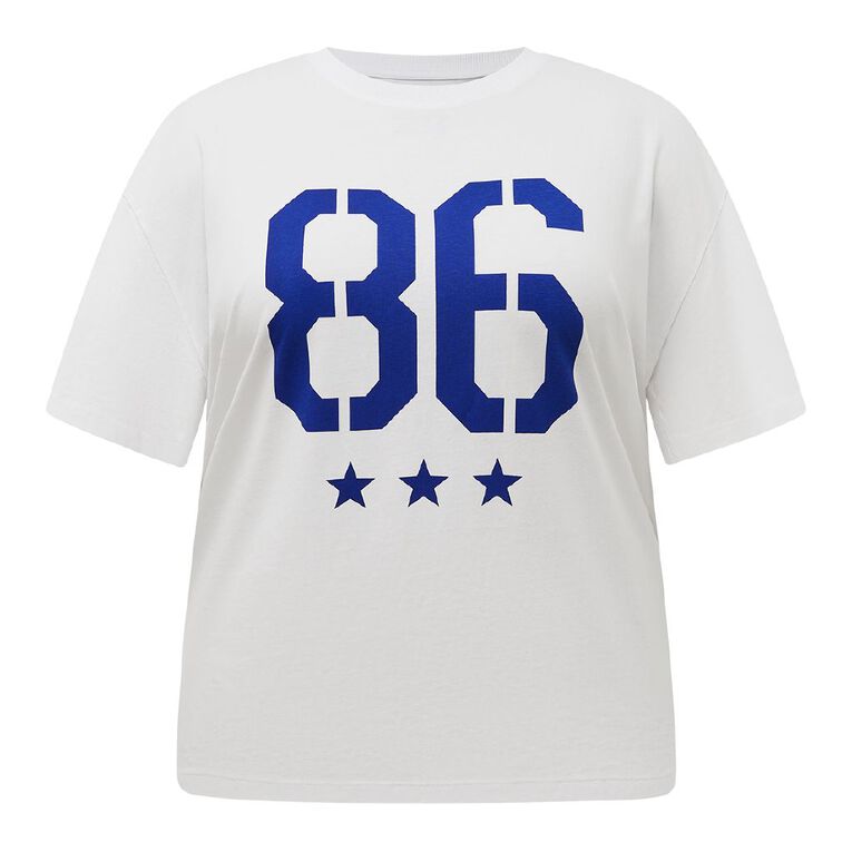 H&H Curve Women's Short Sleeve Oversized Graphic Tee, White, hi-res