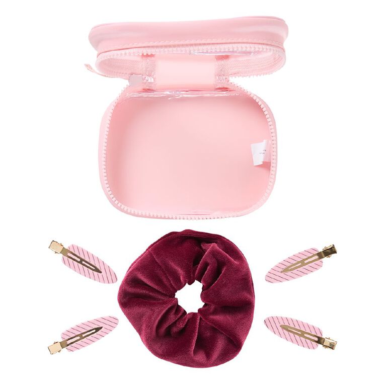 Poppi Beauty Headband and Hair Clip Set Burgundy, , hi-res