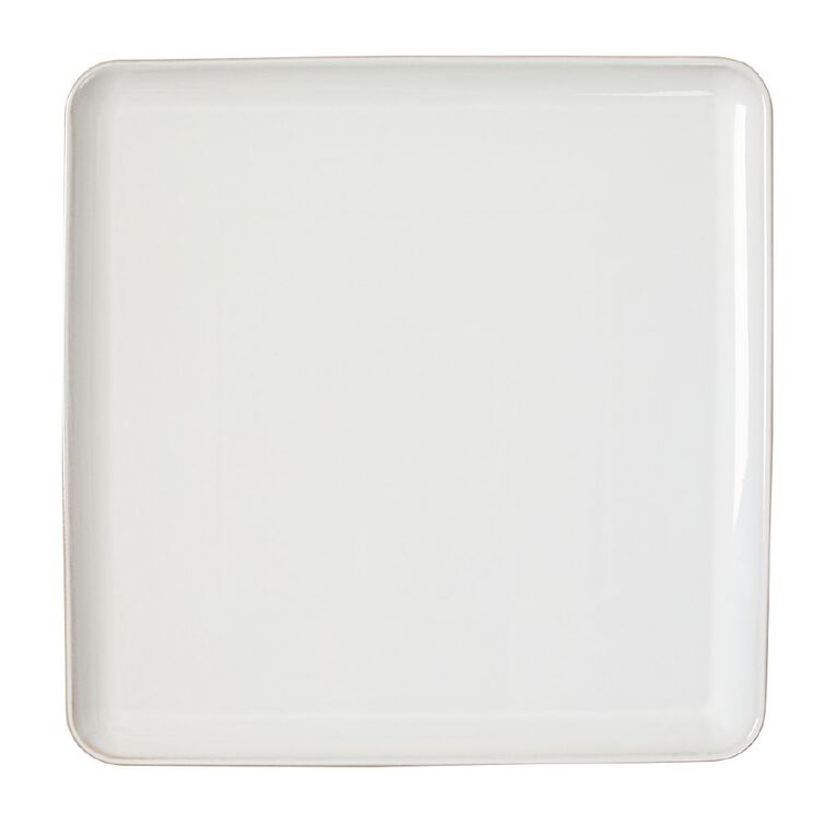 Living & Co Ella Reactive Glaze Square Platter Ivory 35cm, , hi-res