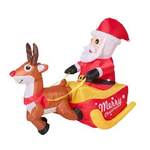 Wonderland Inflatable Santa with Reindeer Christmas Decoration 150cm