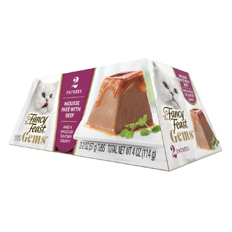Fancy Feast Gems Beef Mousse Wet Cat Food 2 x 57g, , hi-res